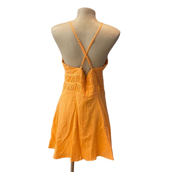 NEW MINKPINK Vallah Sherbert Orange A-Line Mini Dress Size Large V-Neck Women's - Picture 4 of 8